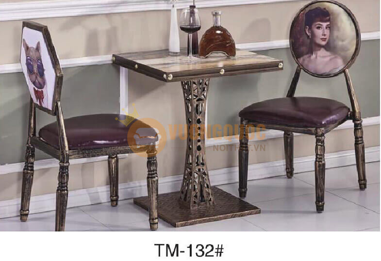 Bộ bàn ghế cafe phong cách châu âu cổ điển HOY TM132-1